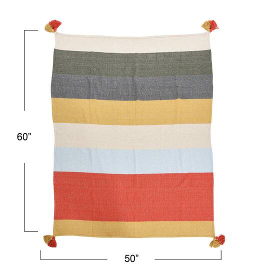 Hello Honey® Striped Cotton Throw Blanket with Tassels